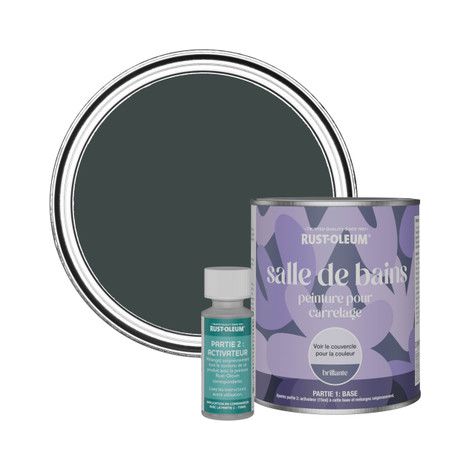 Peinture pour Carrelage de Salle de Bain, Finition Brillante - Sable Noir 750ml (1/3)