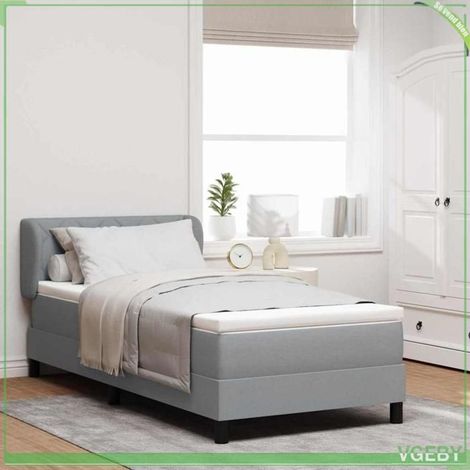 Lit boxspring - 3340066 - Gris clair - 90 x 200 cm - Matelas inclus (1/5)