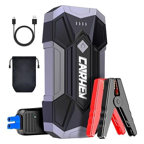 CARHEV Booster Batterie Voiture 4500A, 12V Démarreur de Batterie de Voiture (Jusqu'à 8.0L Essence ou 8.0L Diesel), Booster Batterie Moto, Car Jump Starter avec Pinces Intelligentes et lumière LED (1/5)
