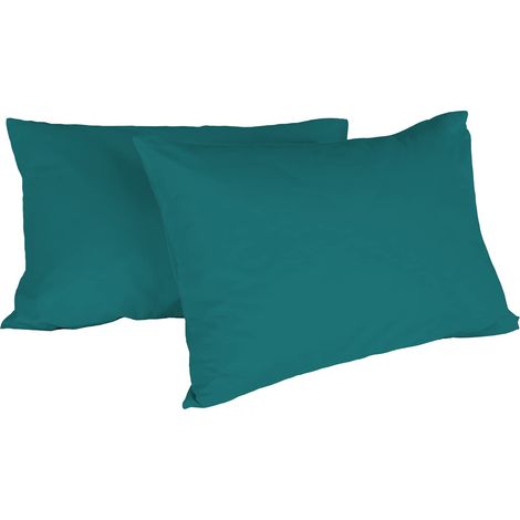 Italian Bed Linen Max Color Coppia di Federe Tinta Unita, 100% Cotone, Verde Bottiglia, 52 x 82 cm (1/2)