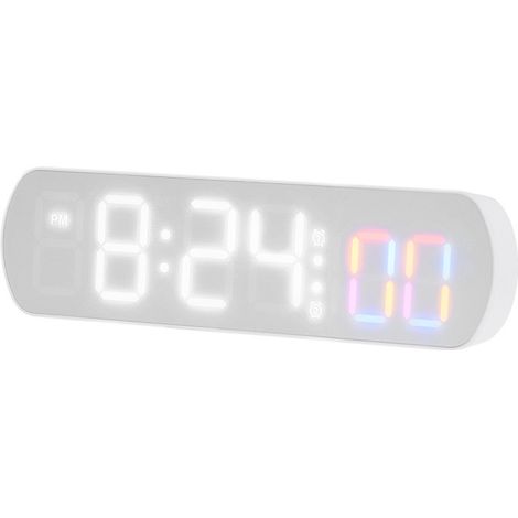 Semplice sveglia elettronica a LED multifunzionale con visualizzazione della temperatura, dei secondi e del conto alla rovescia, ideale come sveglia da comodino per uso domestico - luce bianca (1/4)