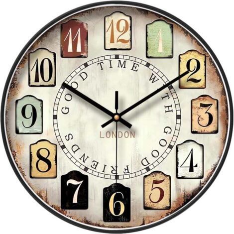 Vintage Decorative Wall Clock with Large Arabic Numerals, Classic Retro Wall Clock, Wall Clock for Living Room and Bedroom XXW (1/4)