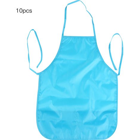 Tablier Enfant Imperméable sans Manches 10 Pièces Poche Double Peinture Cuisine 48x35cm Bleu Clair (1/5)