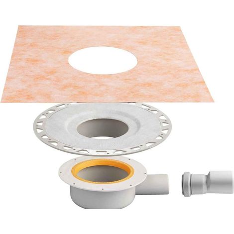 Schluter – Bonde de douche Kerdi-Drain-Base sortie horizontale Ø40/50mm – Hauteur 75mm – Bavette d’étanchéité incluse – Débit 0.4L/S (1/3)