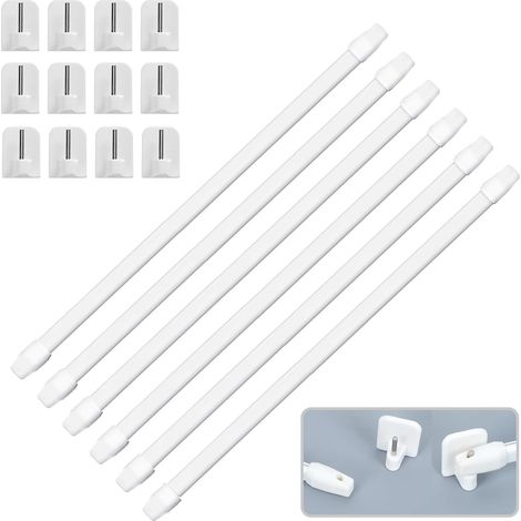Tringle à Rideau Extensible - Lot de 6 - Plastique Robuste - Sans Perçage ni Vis - Pour Fenêtre et Armoire - 30 à 50 cm (1/3)