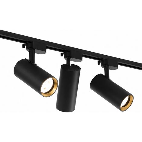 Lot de 6 systèmes de rails LED 30W blanc froid, noir, professionnel éclairage pour magasin et exposition