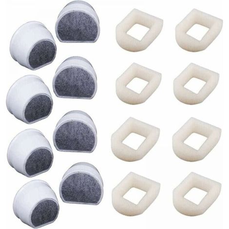 16 Pack Foam Pre-Filter and Carbon Filter Compatible with PetSafe Drinkwell INOX 360 Avalon Pagoda Seascape and Sedona Fountains, MUMU Cat Dog Fountain Filter (1/3)