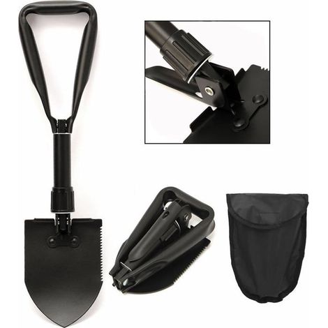 Multifonction Militaire Pelle Pioche Pliante en Métal, Mini Survie Outil pour Camping Randonnée Jardin Pelle (1/4)