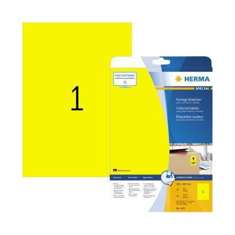HERMA Etikett SPECIAL 4421 210x297mm gelb 20 St./Pack. (1/3)