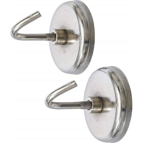 Crochet Magnétique Rond D.35 mm - Lot de 2, Charge 3,5 kg - Fixation Pratique et Solide, 2 pcs - D-Work (1/5)