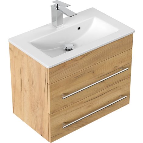 Badmöbel Mars 600 SlimLine 60x36cm mit 2 SoftClose Schubladen eiche gold