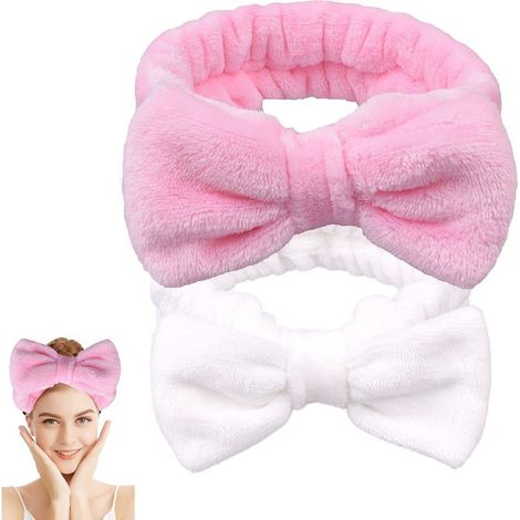 Haarband mit Schleife – elastisch für Make-up, Bad, Yoga, Gesichtspflege – 2 Stück (1/5)
