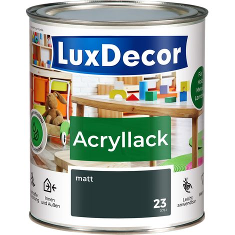 LUXDECOR Acryllack Holzfarbe Metall und Holz Lack Buntlack Matt (23) Berggipfel - 0,75L