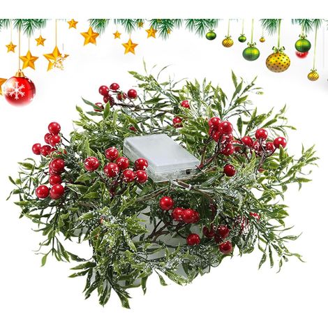 Guirlande Artificielle Vigne Fausse LED avec Baies Lumières LED De Feuilles Féeriques Pour Intérieur Et Extérieur Maison Escaliers Porche Manteau Maison De Campagne Fête Table (1/5)