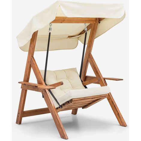 Gartenschaukel aus Holz mit Überdachung Galata Swing - Creme (1/5)
