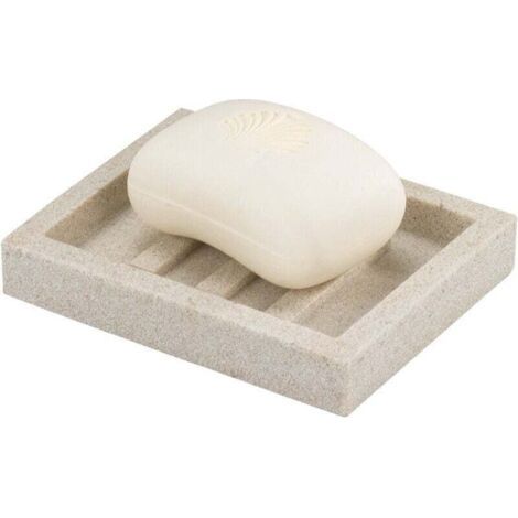 Porte savon Vico - aspect sable, Polyrésine, 12,3x2x10 cm, beige (1/3)
