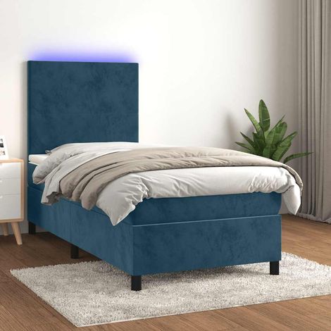 vidaXL Sommier à lattes de lit avec matelas et LED Bleu foncé 80x200cm (1/5)