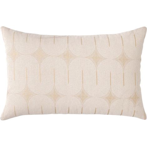 Coussin déhoussable ONDINE 40 x 60 cm – Polycoton imprimé métallisé – Coloris Blanc - 40x60cm - Blanc (1/2)