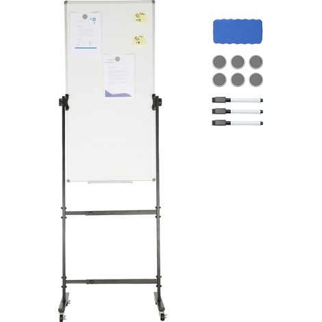 Mophorn Rolling Magnetic Whiteboard, 24x48 Zoll doppelseitig Mobile Dry Erase Board, einstellbare Höhe mit Rädern, enthält 1 magnetischen Radiergummi, 3 Marker & beweglichen Fach für Büro oder Schule