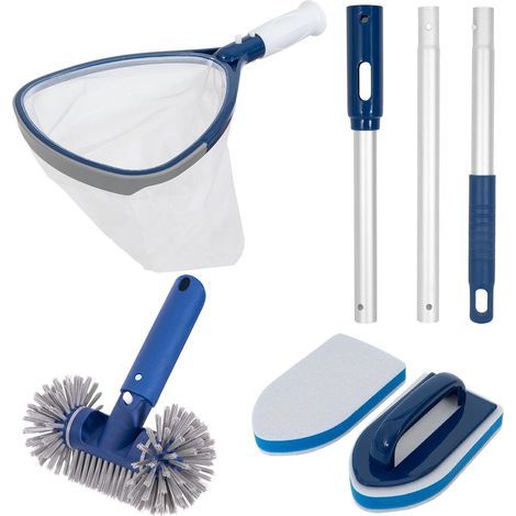 Kit de Nettoyage pour Piscine, Durable, Spa Skimmer et brosses avec poignée antidérapante et pôles en Aluminium de 91.5cm, Spa, Outils de Nettoyage pour Petite Piscine Gonflable (1/5)