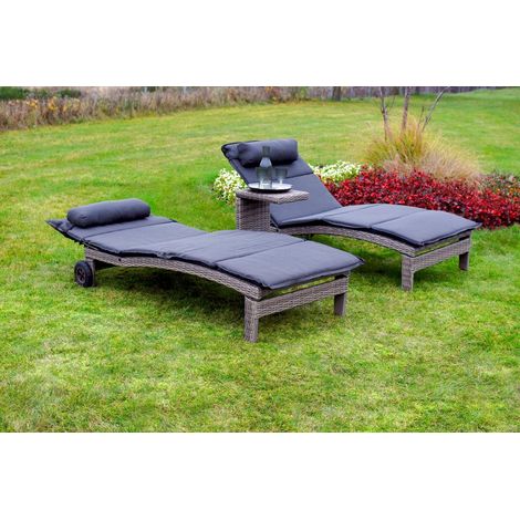 Andalusia Set 3tlg 2 Liegen Aufl Kissen Tisch 42x33x64cm