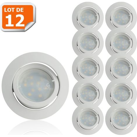 Lot de 12 Spot Led Encastrable Complete Blanc Orientable lumière Blanc Neutre eq. 50W ref.888 (1/5)