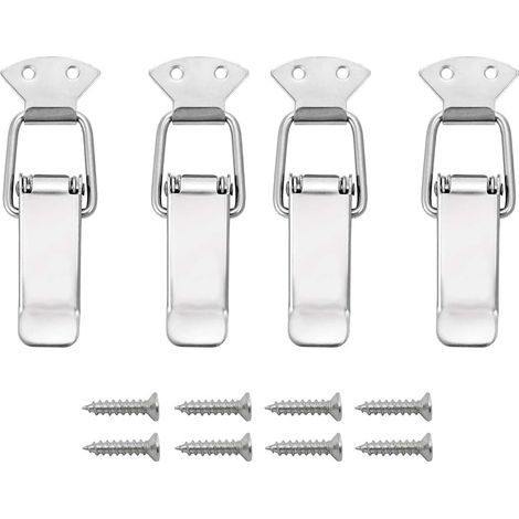 Lot de 4 fermetures de serrage en acier inoxydable avec vis, fermeture à ressort pour boîte à outils pour porte, fenêtre, meubles, boîte à outils (1/4)