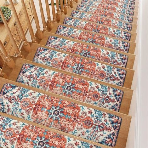 Tapis d'escalier antidérapants et amovibles 20 x 76 cm (lot de 4) - Protection optimale pour les marches d'escalier - Convient aux enfants, aux personnes âgées et aux animaux domestiques - Noir et gri (1/5)
