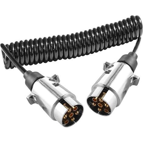 Rallonge Cable Remorque 7 Broches 12v 2.4m,Faisceau Spirale Câble Adaptateur Remorque Précâblé mit Prise 7broche Male a Male,Câble Extension Remorque Adaptateur Convertisseur 7-7 Broches (1/5)