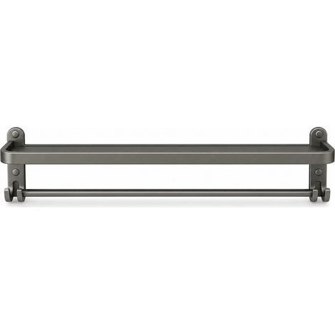 Wall-Mounted Towel Rail without Drilling with Hooks Gunmetal 60 cm (1/5)