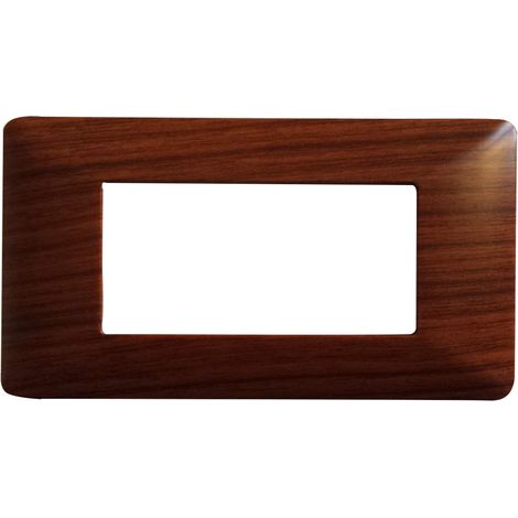 Placca Interruttore 4 Moduli Compatibile Matix Copripresa Luci Legno Scuro C8804 (1/2)