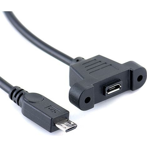 Android 5-Pin Micro-Adapter (Stecker/Buchse) mit Mutter, Computergehäusebefestigung, Datenlade-Verlängerungskabel, 0,5 m. (1/5)