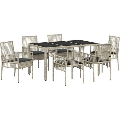 Maison Exclusive - Garten Essgruppe 7 pcs Hellgrau Poly-Rattan