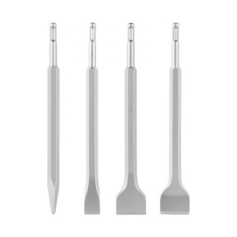 Juego de Cinceles SDS Plus, 4 Piezas, Accesorios para Martillo Perforador SDS Plus, Cinceles Planos y de Punta para Herramientas Eléctricas, para Azulejos Baldosas Ladrillo Hormigón Mampostería (1/5)