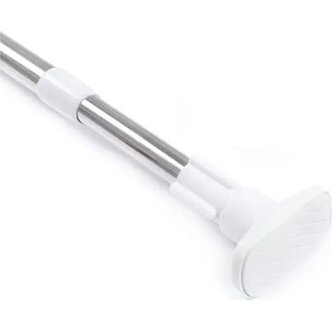 Tringle à rideaux télescopique (à tension), en acier inoxydable avec embouts en plastique et ressort interne, argent/blanc, 50–80 cm (1/5)