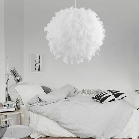 Lustre Suspension Plumes - Diamètre 40 cm - Hauteur 30 cm - Câble Réglable 100 cm - Douille E27 - Pour Intérieur (1/3)