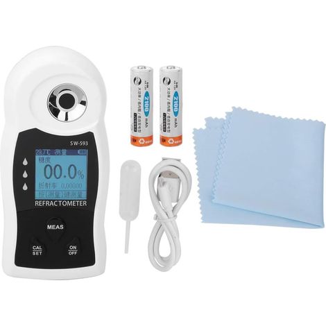 Réfractomètre, saccharimètre numérique Portable SW-593 USB avec écran LCD rétro-éclairé pour mesurer la teneur en Sucre dans Les Fruits et Le Sucre d'érable (1/5)