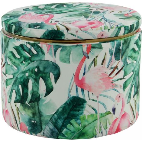 Tabouret semi artisanal motif floral ZAMA 53x53 multicolore (1/3)