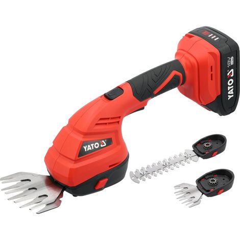 Akku Gras- und Strauchschere 18 V mit 2,0 Ah Akku und Ladegerät, bürstenloser Motor, 2-in-1 Rasenschere und Heckenschere, 180 mm Grasschere, 92 mm Strauchschere, YATO (1/5)