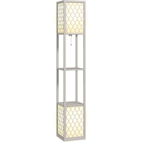 royaluxe -Lampadaire étagère 2 lampes 2 étagères 4 niveaux MDF gris motif nid d'abeille 26 x 26 x 156 cm gris (1/5)
