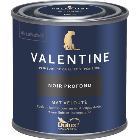 [PROMO] Dulux Valentine Peinture intérieure de haute qualité - Valentine - Couleur intense & pouvoir couvrant élevé - Mat Velouté Noir Profond 0,125 L (1/5)