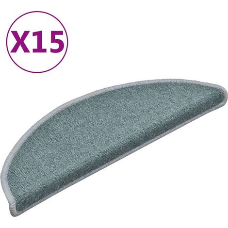 Ensemble de tapis d'escalier 15 pièces, 56 x 17 x 3 cm, bleu marine, semi-circulaire. (1/5)
