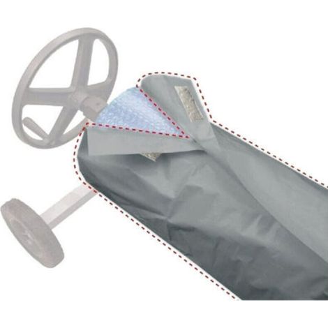 Rouleau de protection pour piscine, enrouleur, couverture imperméable, couverture pour piscine, couverture 490 x 96 cm (H x P) (gris) (1/4)