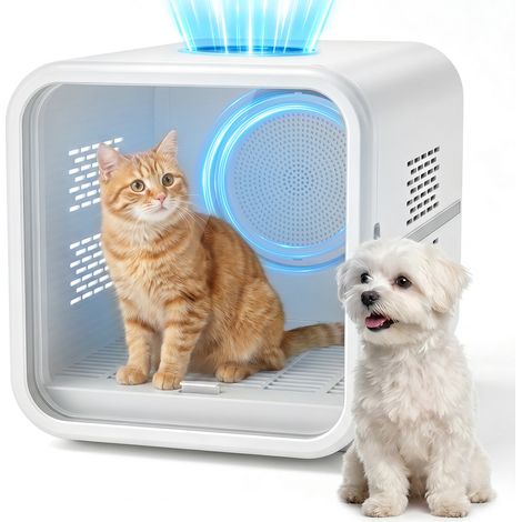 Séchoir pour Animaux 53L, Automatique et Silencieux Cabine de Séchage, Séchage à 360°, Température Contrôlable, Idéal pour Chats et Petits Chiens (1/5)