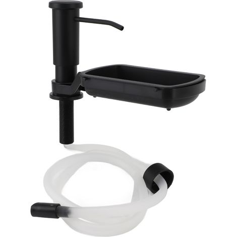 Distributeur de liquide vaisselle à pompe pour évier de cuisine sur comptoir avec tube extension silicone et porte-éponge (1/5)