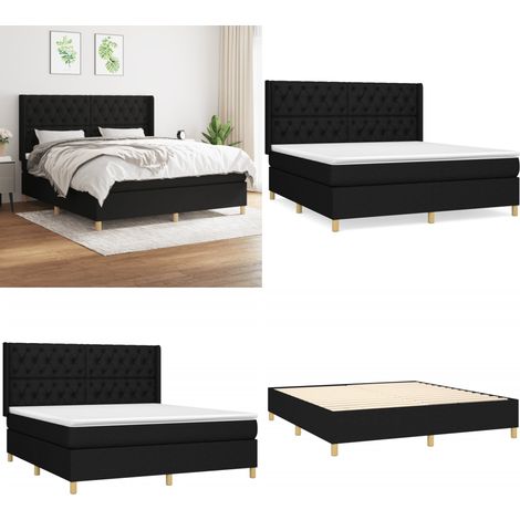 Boxspringbett mit Matratze Schwarz 160x200 cm Stoff - Boxspringbett - Doppelbett - Schlafraum - Bettenrahmen - Lattenrost - Home & Living (1/5)