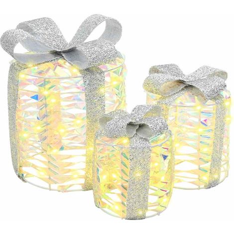 Decorazione Scatola Regalo 3 pz Bianco caldo 20 x 20 x 20 cm vidaXL (1/5)