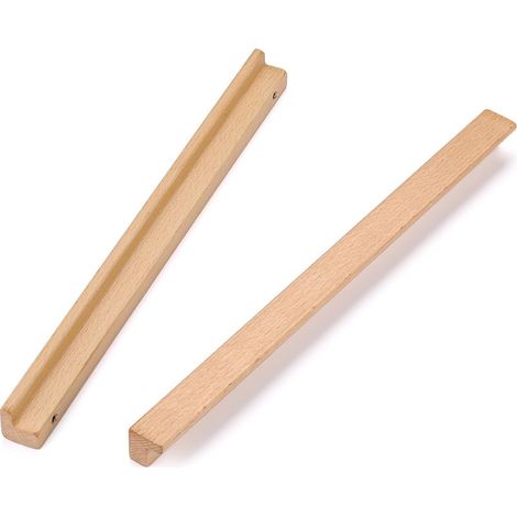 6 Maniglie per Mobili in Legno, Interasse 96 mm, Maniglie per Armadietti in Legno, per Cucina, Armadio, Cassettiera (1/5)