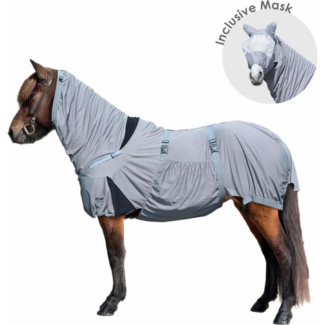 EQuest Ekzemerdecke Culex C³ für Isländer, mit Maske, grau - M / 135 cm (1/4)