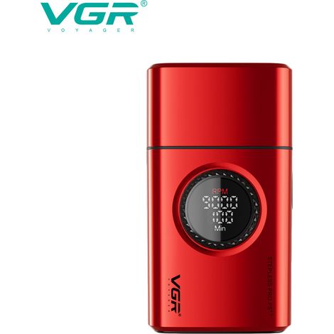 Rasoir (rouge) à moteur haute vitesse avec affichage numérique et fonction de blanchiment électrique (1/4)